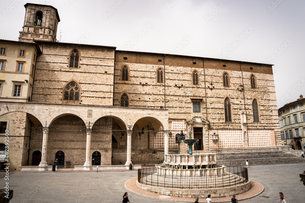 vierw of Piazza IV Novembre in Perugia, Umbria, Italy