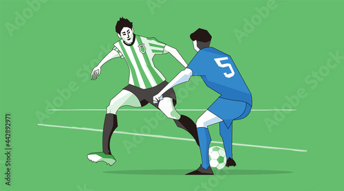 Soccer Powerful ball scramble. Vector