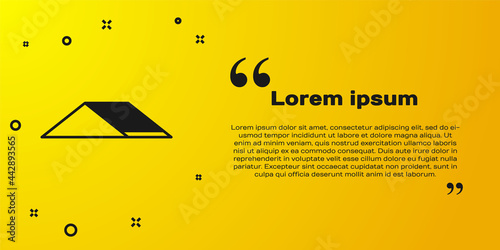 Black Skate park icon isolated on yellow background. Set of ramp, roller, stairs for a skatepark. Extreme sport. Vector