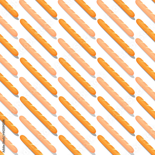 Cute Baguettes Bread Vector Illustration Seamless Pattern