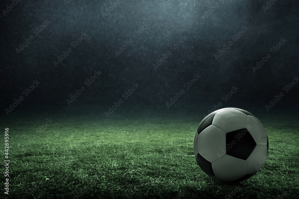 Soccer ball on green field