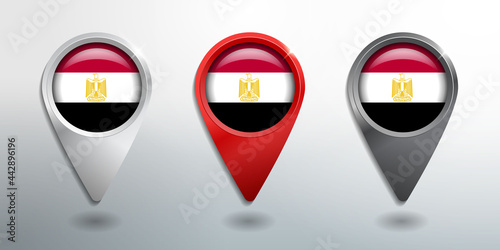 Free Download 3D Pointer, Tag and Location Marker with Round Flag Nation of Egypt White, Red and Grey Glossy Model - GFXLoad