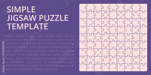 Simple jigsaw puzzle template - completed pieces on right side, empty space for text left