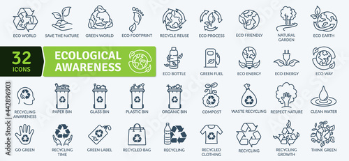 Ecological Succession Icons Pack. Thin line icons set. Flat icon collection set. Simple vector icons