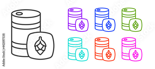 Black line Metal beer keg icon isolated on white background. Set icons colorful. Vector