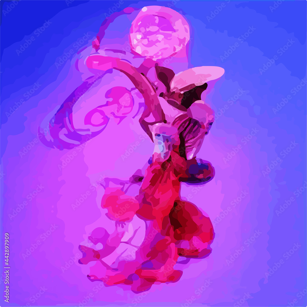 Fototapeta premium Beautiful bright pink creature in abstract elegant style