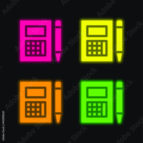 Accounting four color glowing neon vector icon