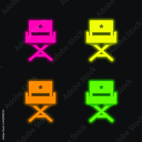 Actor four color glowing neon vector icon