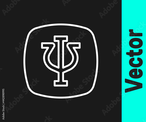 White line Psychology icon isolated on black background. Psi symbol. Mental health concept, psychoanalysis analysis and psychotherapy. Vector