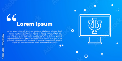 White line Online psychological counseling distance icon isolated on blue background. Psychotherapy, psychological help, psychiatrist online consulting. Vector