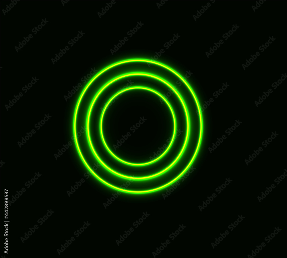 Green neon circle, 3d abstraction, glowing design. Green neon circle, 3d abstraction, glowing design.