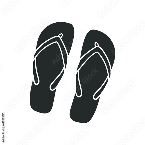 Flip Flop Icon Silhouette Illustration. Sandal Summer Vector Graphic Pictogram Symbol Clip Art. Doodle Sketch Black Sign. 