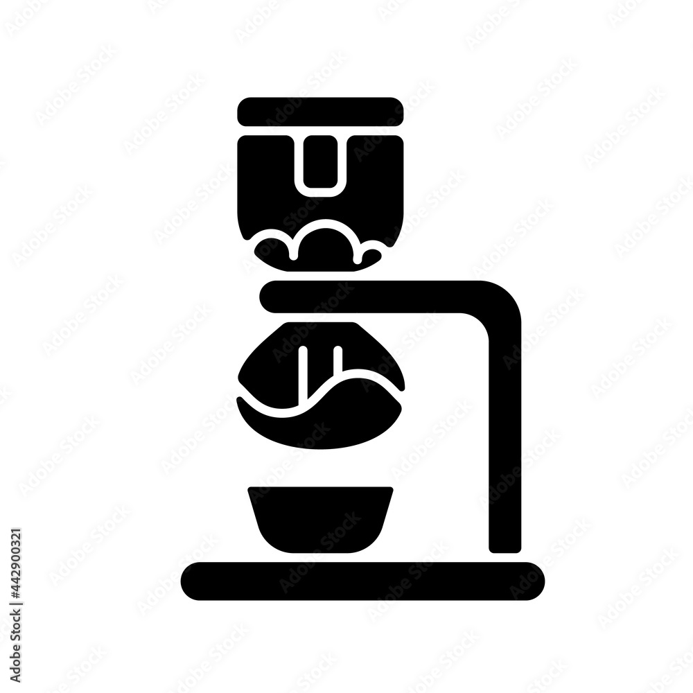 Syphon coffee maker black glyph icon. Vacuum brewer. Siphon for preparing espresso. Coffee shop equipment. Barista accessories. Silhouette symbol on white space. Vector isolated illustration Syphon coffee maker black glyph icon. Vacuum brewer. Siphon for preparing espresso. Coffee shop equipment. Barista accessories. Silhouette symbol on white space. Vector isolated illustration