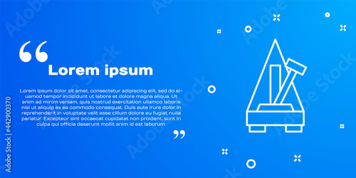 White line Classic Metronome with pendulum in motion icon isolated on blue background. Equipment of music and beat mechanism. Vector