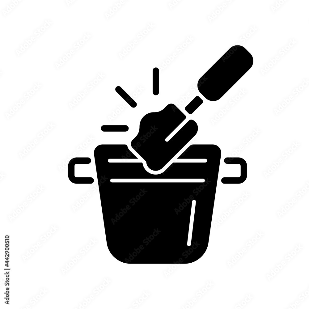 Coffee knock box black glyph icon. Container for dumping processed ground. Trash can for coffee shop. Bin for waste. Barista accessories. Silhouette symbol on white space. Vector isolated illustration Coffee knock box black glyph icon. Container for dumping processed ground. Trash can for coffee shop. Bin for waste. Barista accessories. Silhouette symbol on white space. Vector isolated illustration