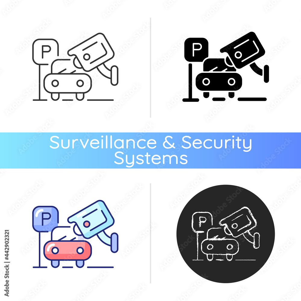 Hijacking prevention with security camera footage icon. Antihijack