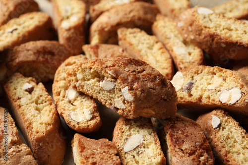 Traditional Italian almond biscuits (Cantucci), closeup view