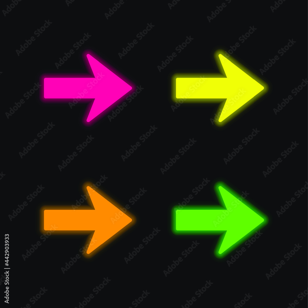 Arrow Pointing To Right four color glowing neon vector icon Arrow Pointing To Right four color glowing neon vector icon