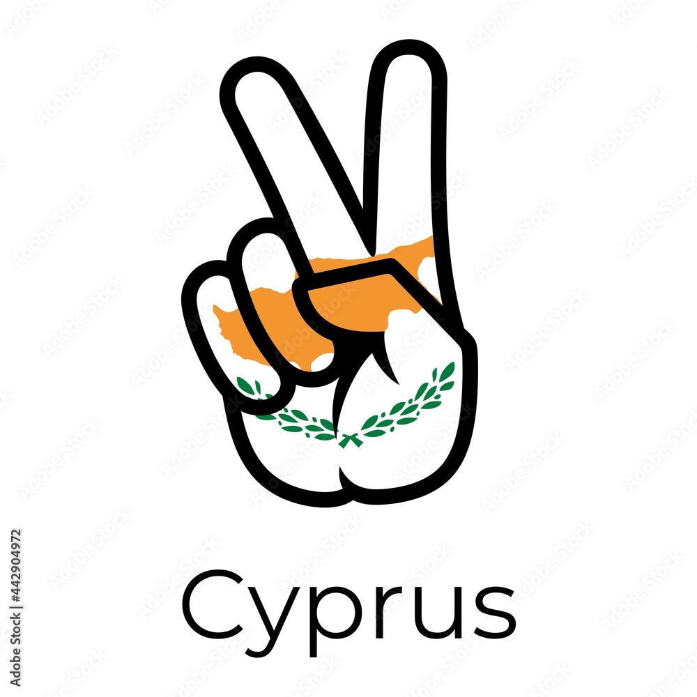 flag in the form of a peace sign. Gesture V victory sign, patriotic sign, icon for apps, websites, T-shirts, souvenirs, etc., isolated on white background flag in the form of a peace sign. Gesture V victory sign, patriotic sign, icon for apps, websites, T-shirts, souvenirs, etc., isolated on white background