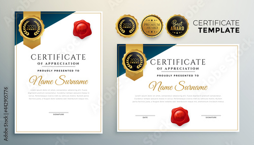 diploma certificate template in premium golden style