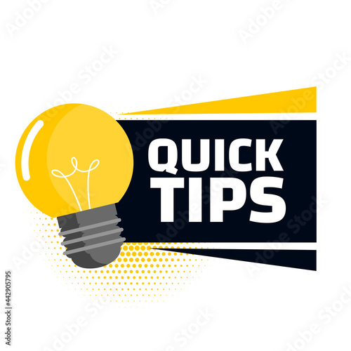 Quick tips advice with lightbulb on white background photo