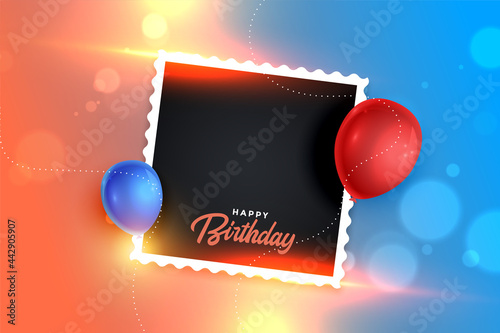 beautiful birthday photo frame banner with balloons