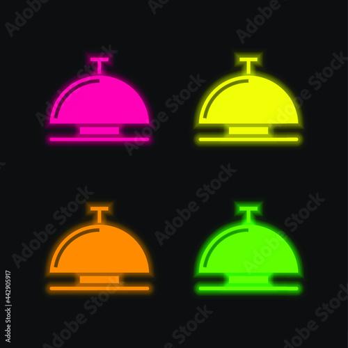 Bell four color glowing neon vector icon