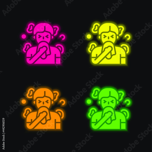 Antihistamines four color glowing neon vector icon