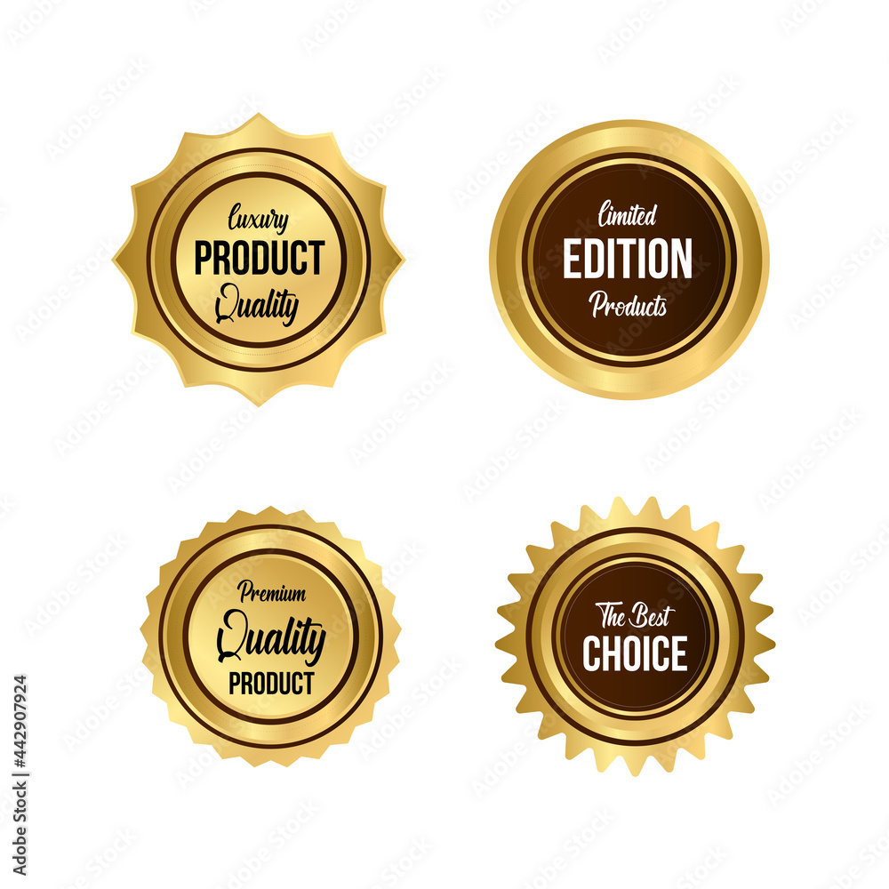 Golden luxury label badge sale premium quality vector illustration