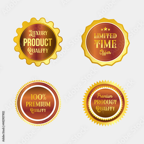 Golden label badge luxury sale premium quality vector design