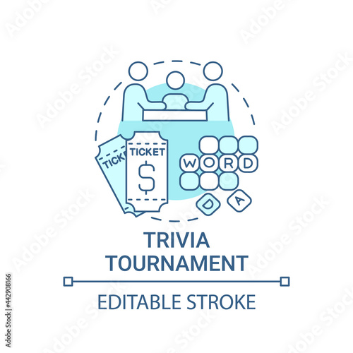 Trivia tournament fundraiser concept icon. Fundraising abstract idea thin line illustration. Testing participants knowledge in contest format. Vector isolated outline color drawing. Editable stroke