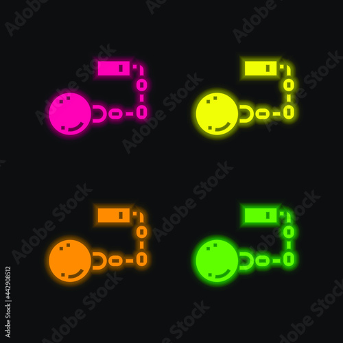 Ball four color glowing neon vector icon