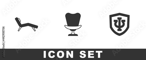 Set Armchair, and Psychology, Psi icon. Vector