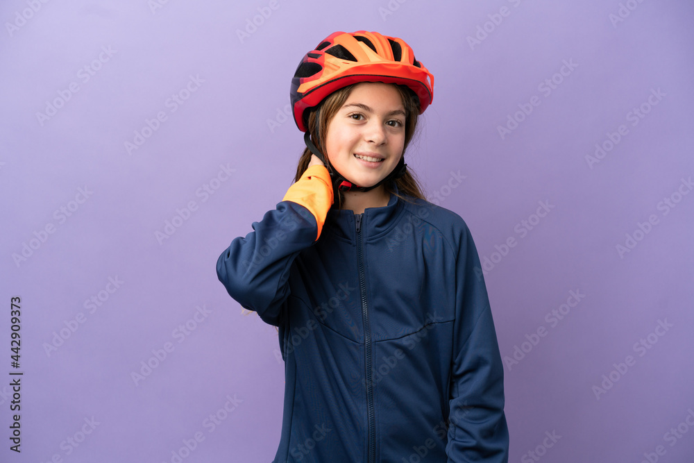 Little caucasian girl isolated on purple background laughing Little caucasian girl isolated on purple background laughing