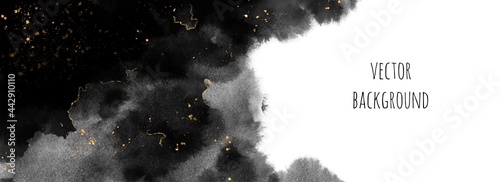 Vector watercolour horizontal universal background with  gold glitter and copy space for text	