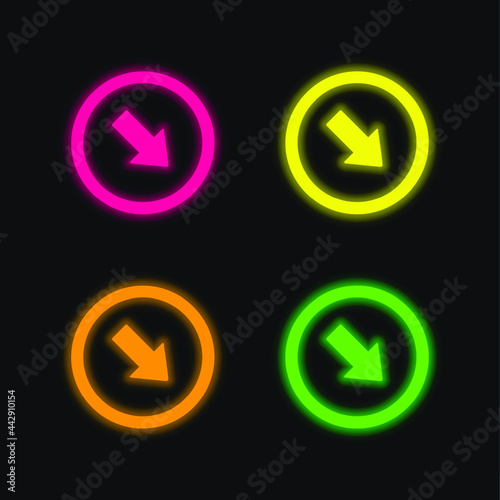 Free Download Arrow Pointing To Bottom Right Corner four color glowing neon vector icon - GFXLoad