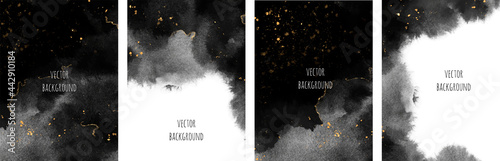 Set of vector watercolour universal backgrounds with glitter and copy space for text