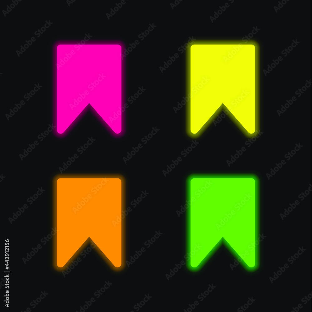 Bookmark Filled Interface Sign four color glowing neon vector icon Bookmark Filled Interface Sign four color glowing neon vector icon