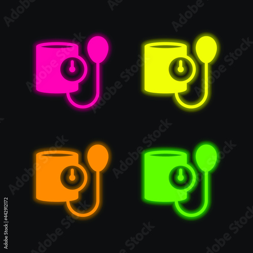 Blood Pressure four color glowing neon vector icon
