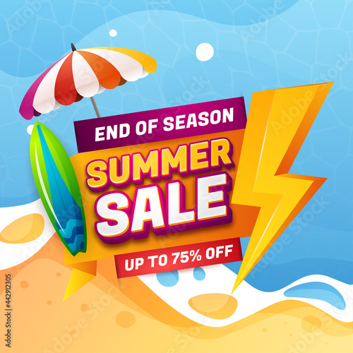 Summer sale banner for social media template with editable text effect