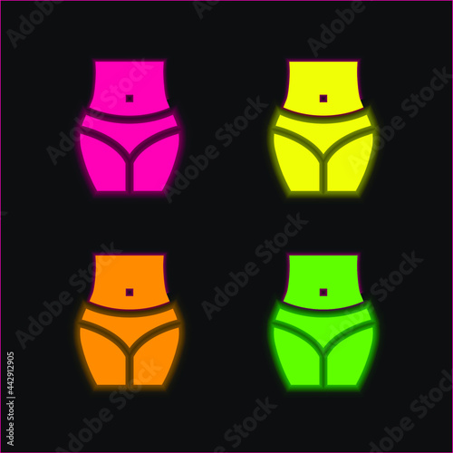 Body four color glowing neon vector icon