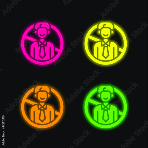 Blacklist four color glowing neon vector icon