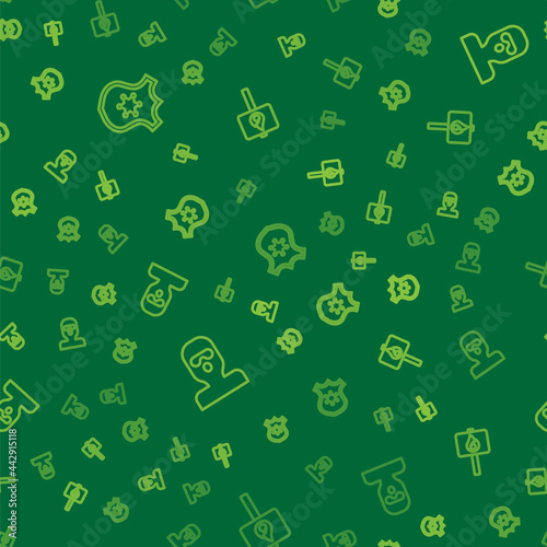 Set line Police badge, Thief mask and Protest on seamless pattern. Vector
