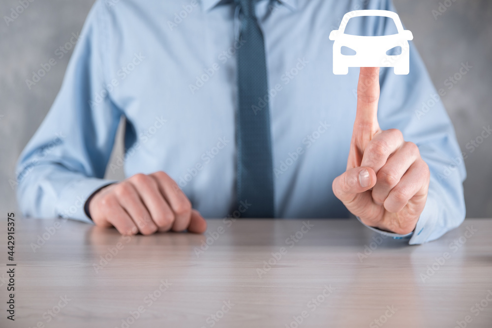 Digital composite of Man holding car icon.Car automobile insurance and car services concept. Businessman with offering gesture and icon of car. Digital composite of Man holding car icon.Car automobile insurance and car services concept. Businessman with offering gesture and icon of car.