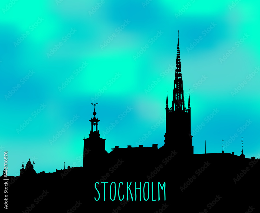 Fototapeta premium Stockholm skyline background illustration