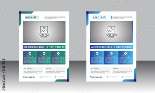 Corporate business flyer vector design template. Design template Geometric shape used for business flyer layout. Corporate flyer, Business flyer and leaflet. Flyer in A4 with Bleed