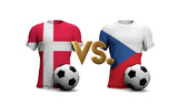 Czech Republic Vs. Denmark soccer match. flags with football. 3D Rendering