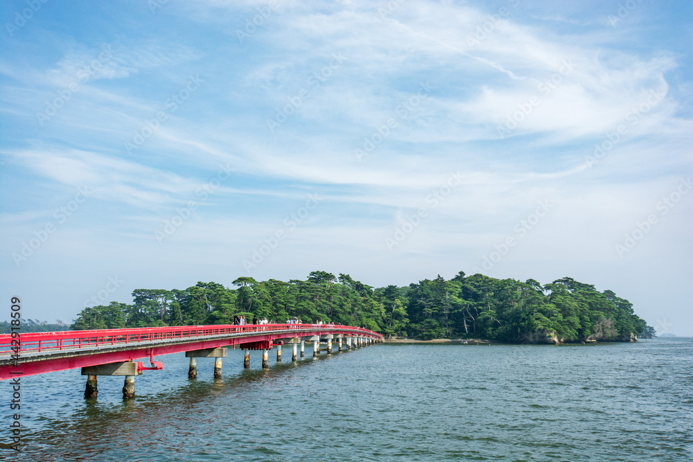 松島の赤い橋 福浦橋 福浦島 StockFoto Adobe Stock