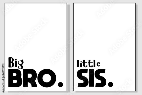 minimalist kids room décor black modern big bro, little sister print decoration wall art vector simple aesthetic child wall art for kids room nursery
