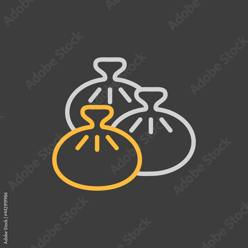 Khinkali vector icon on dark background. Fast food